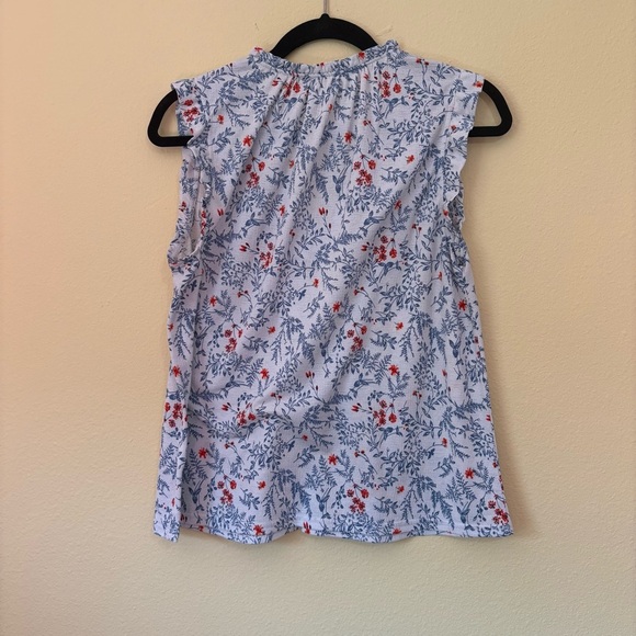 Floral Sleeveless Top - Blue and Red - Picture 3 of 4